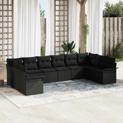 Set Divano da Giardino con cuscino 10 pcs Nero polyrattan
