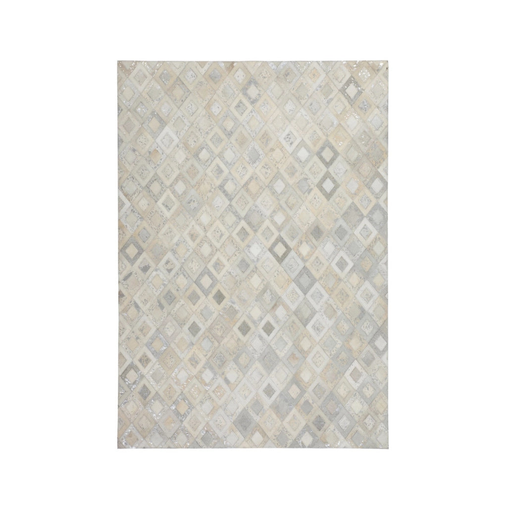 Tappeto Dazzle in pelle fatto a mano grigio e argento