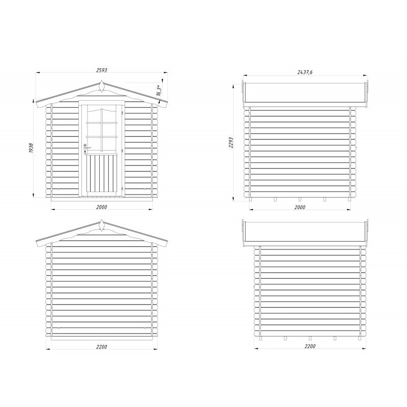 Casetta in legno da giardino 218x218 cm pareti 28 mm con pavimento incluso e porta con vetro, deposito attrezzi esterno - Esterni da Vivere