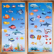 Decorazione per Finestre con Tropici - Pesci, Conchiglie, Delfini | Adesivi PVC per Camera da Letto, Camera dei Bambini, Bagno
