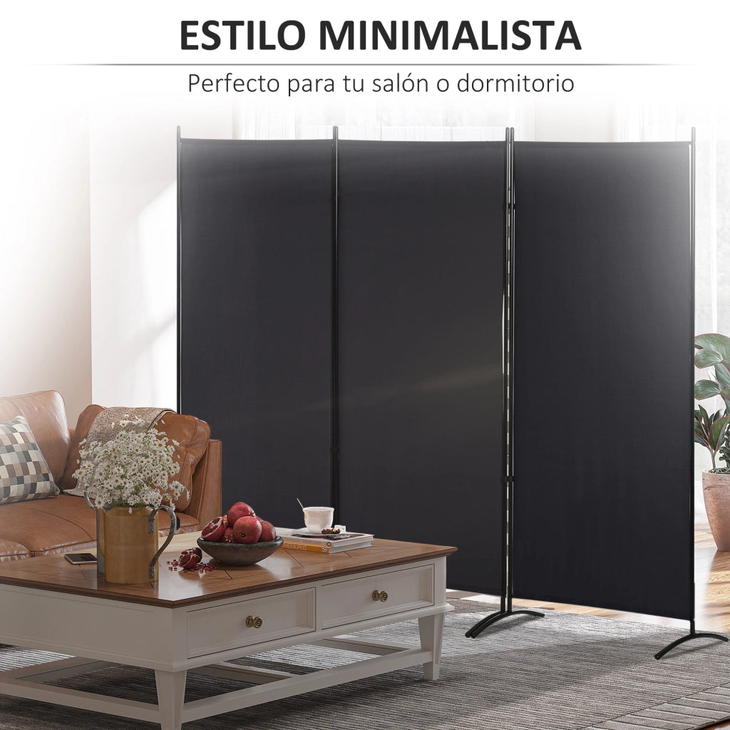 Paravento 3 Ante Pieghevole ¨C Minimal ¨C Nero Metallo 182x253 cm