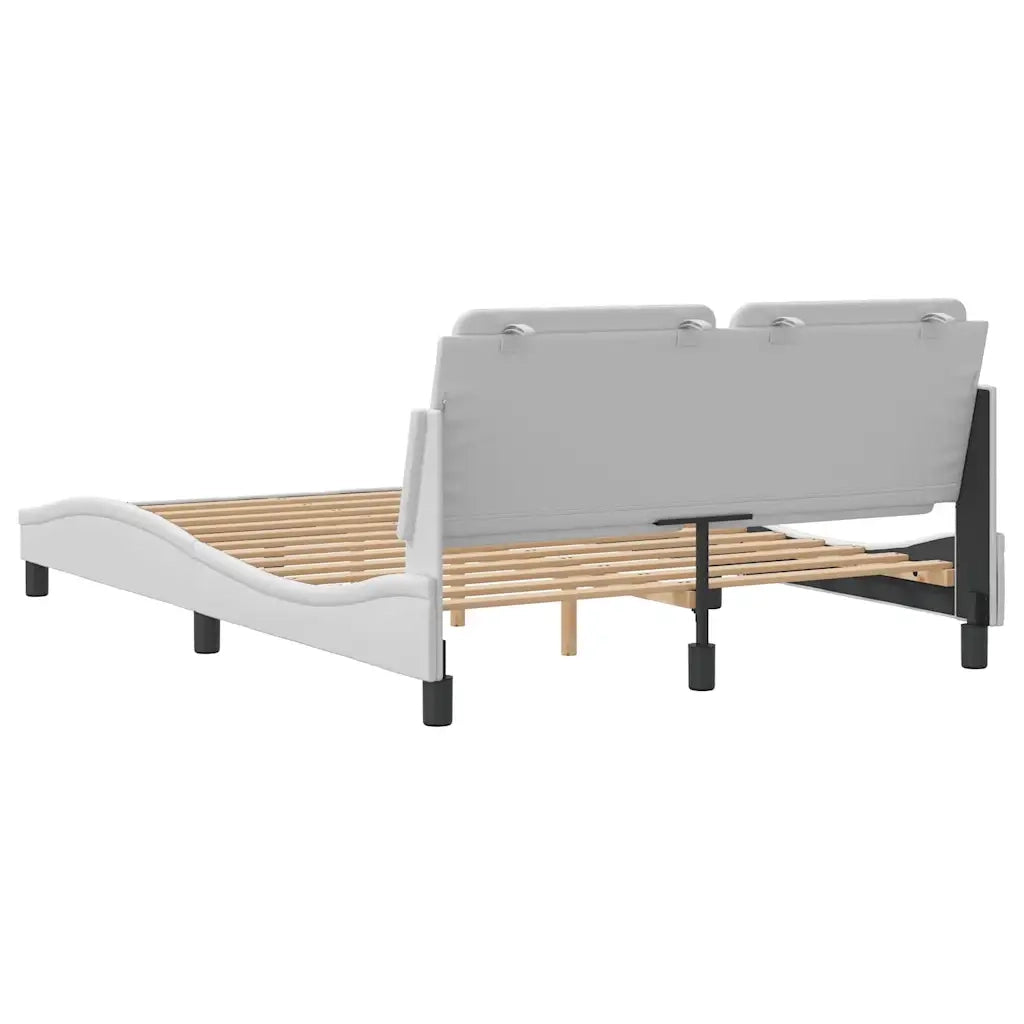 Letto matrimoniale | Letto per adulti | Giroletto senza Materasso Zadar Bianco 120x200 cm in Similpelle