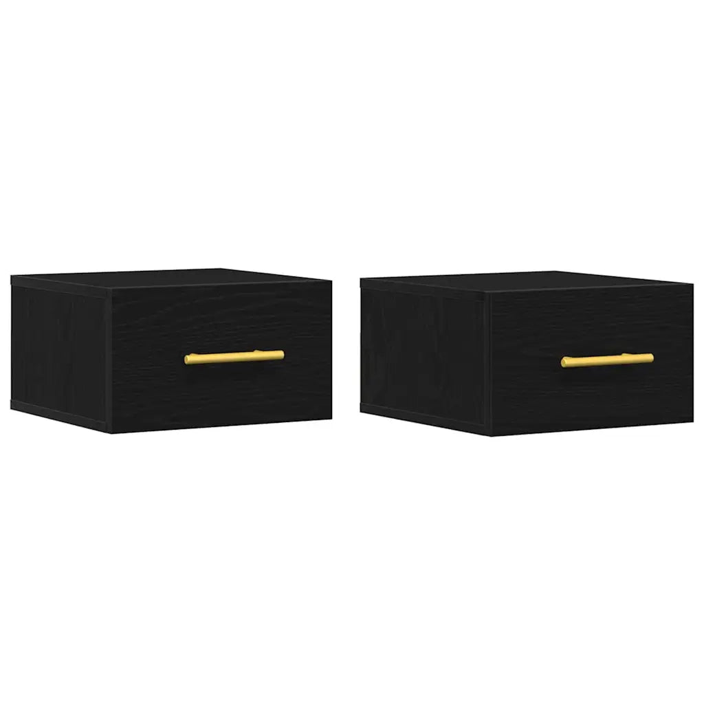 Set di 2 Comodini | Armadio da Notte | Mobiletto da notte Rovere Nero 35 x 35 x 20 cm
