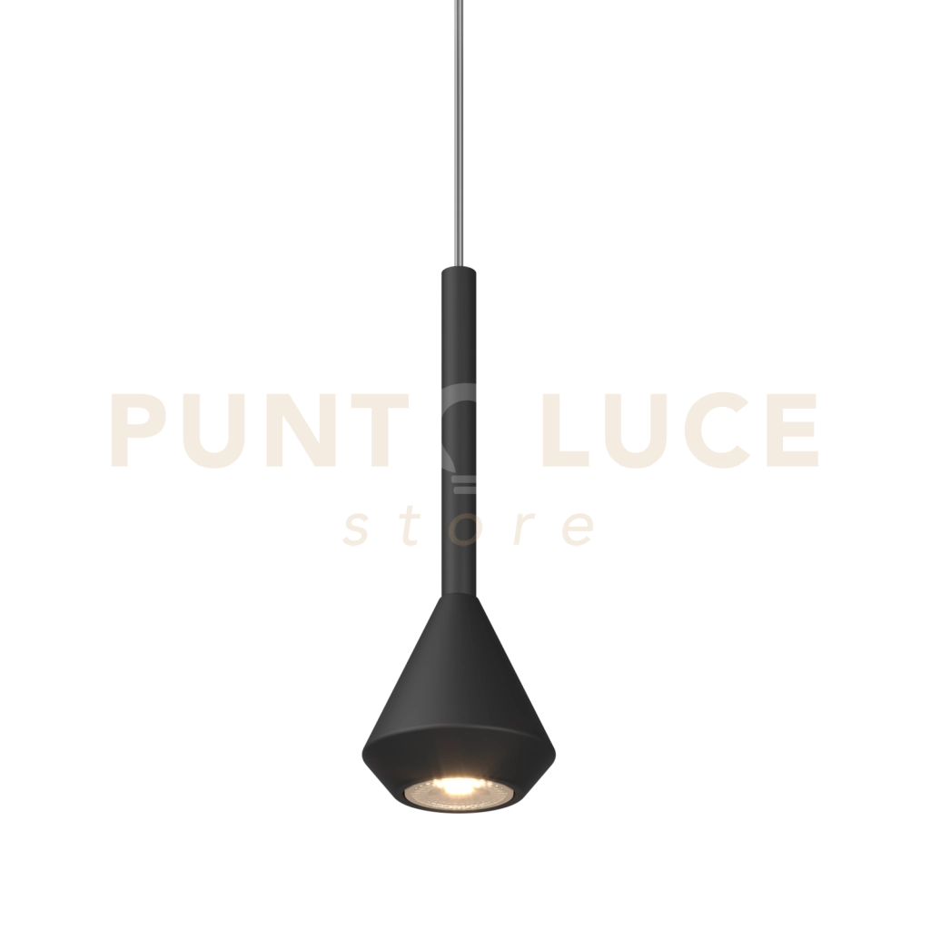 1202 SOSPENSIONE 1 LUCE ATTACCO GU10 COLORE NERO CON CAVO CM 250 ROSONE DA ACQUISTARE SEPARATAMENTE