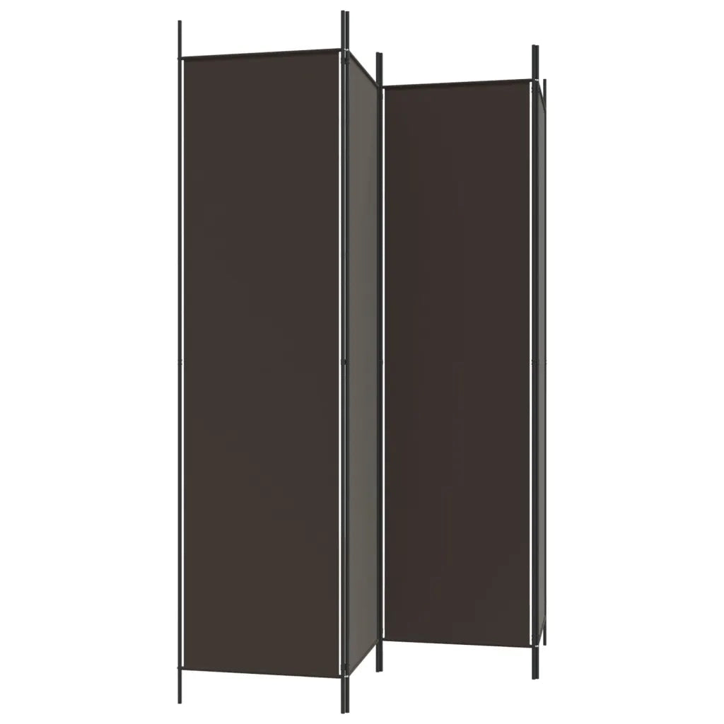 Divisorio Ambienti | Divider per stanze | Paravento a 4 Pannelli Marrone 200x200 cm in Tessuto