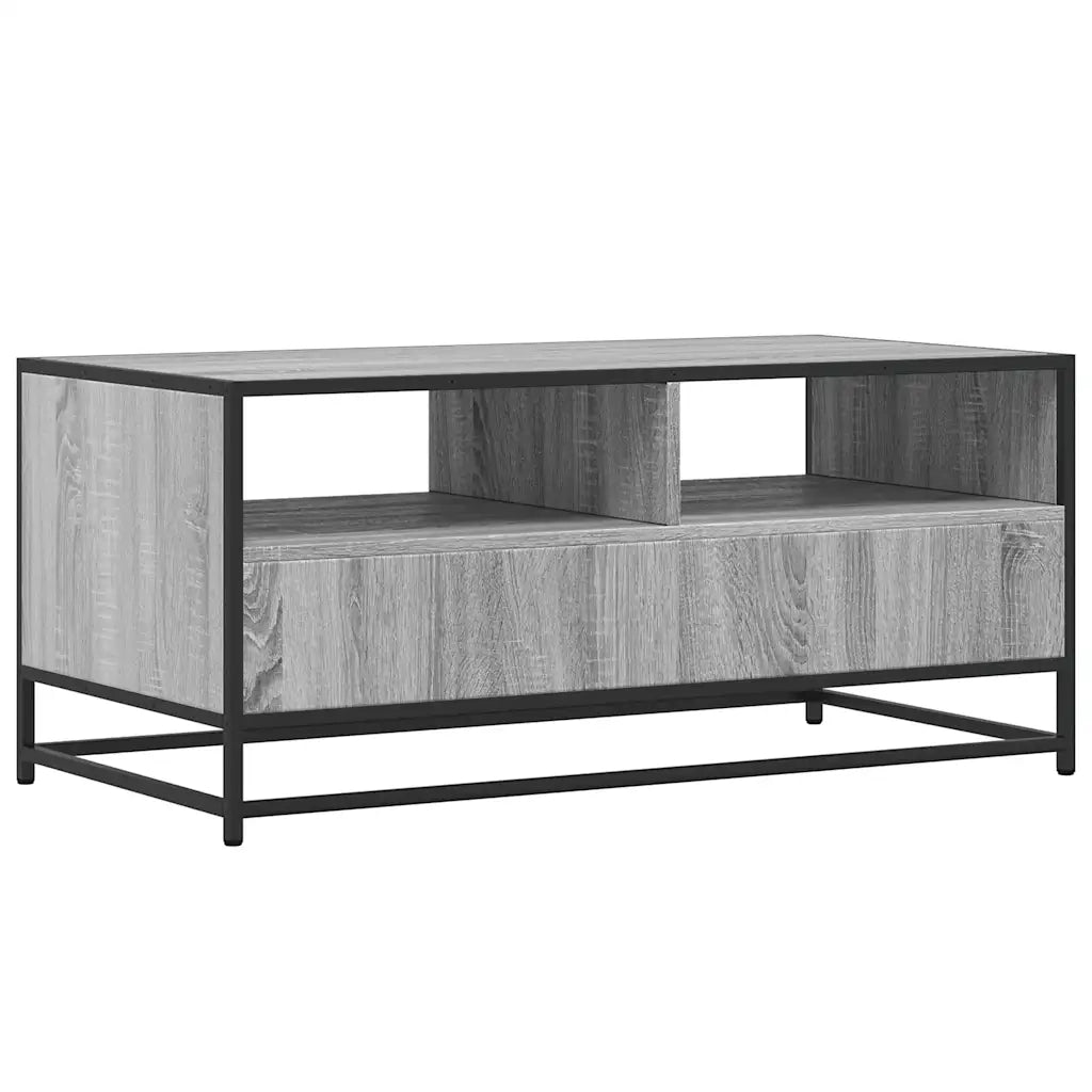 Tavolino Grigio Sonoma 100x50x45 cm Legno Multistrato e Metallo 848787