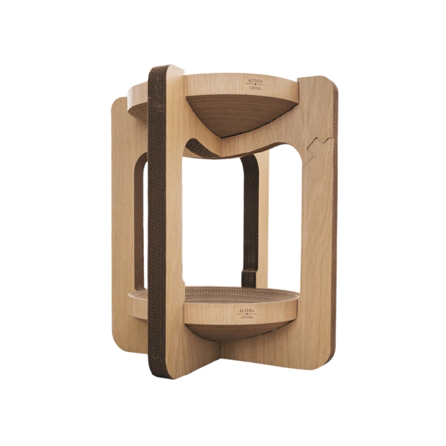 Tiragraffi a torre per gatti VIGÍA con cuccia integrata a due altezze 52 x 52 x 59 cm