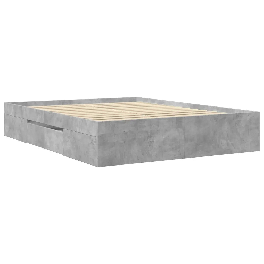 Letto matrimoniale | Letto per adulti | Giroletto senza Materasso Grigio Cemento 160x200cm Truciolato