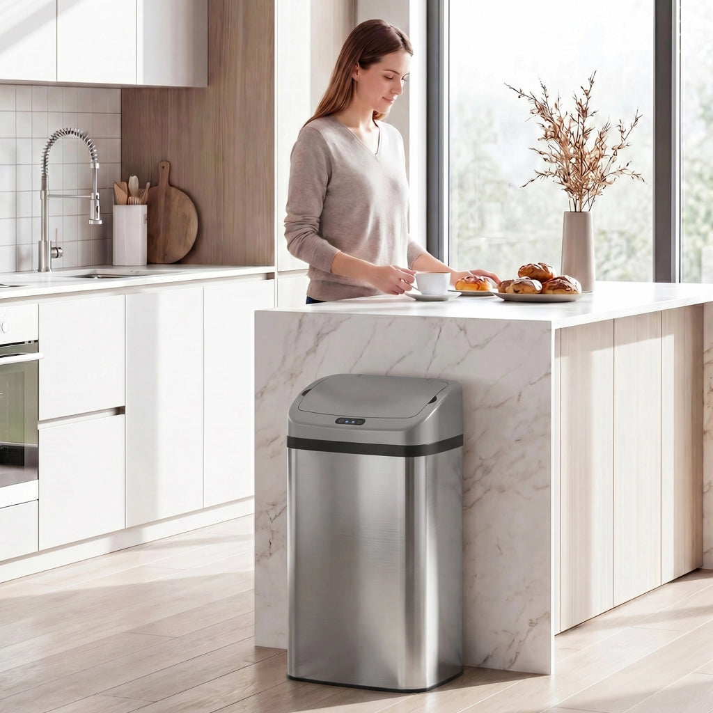 Cestino Intelligente con Sensore ¨C Minimal ¨C Acciaio Inox, Argento