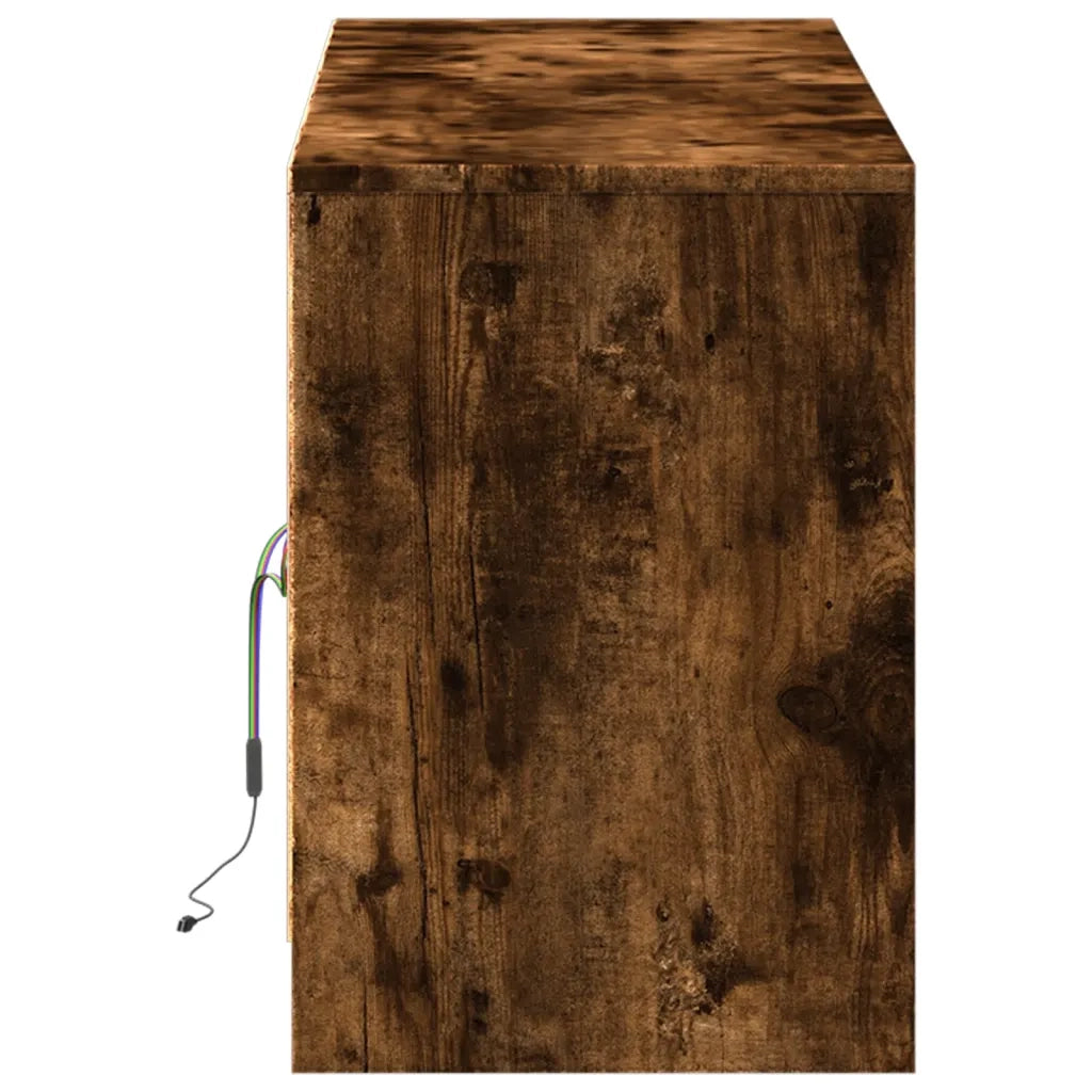 Mobile Porta TV con LED-Mobile per TV-Credenza TV Rovere Fumo 139,5x34x50cm in Truciolato
