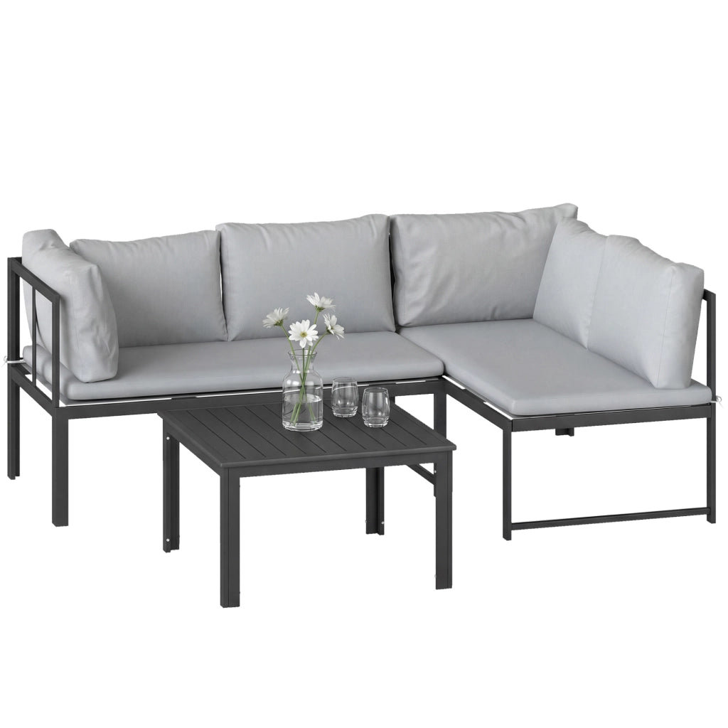 Set da giardino 2 divani 2 posti con cuscini e tavolino ¨C Minimal ¨C grigio
