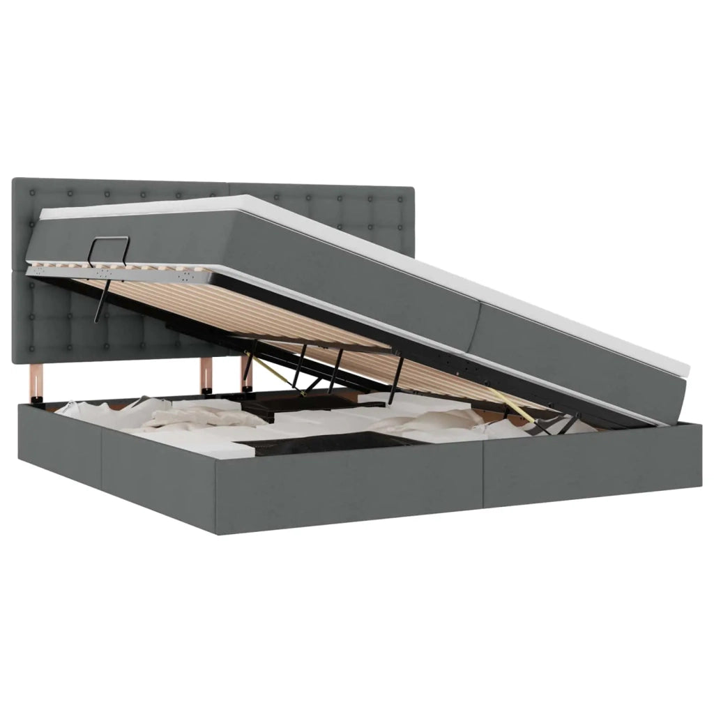 Letto con contenitore e LED con led Grigio scuro 200 x 200 cm