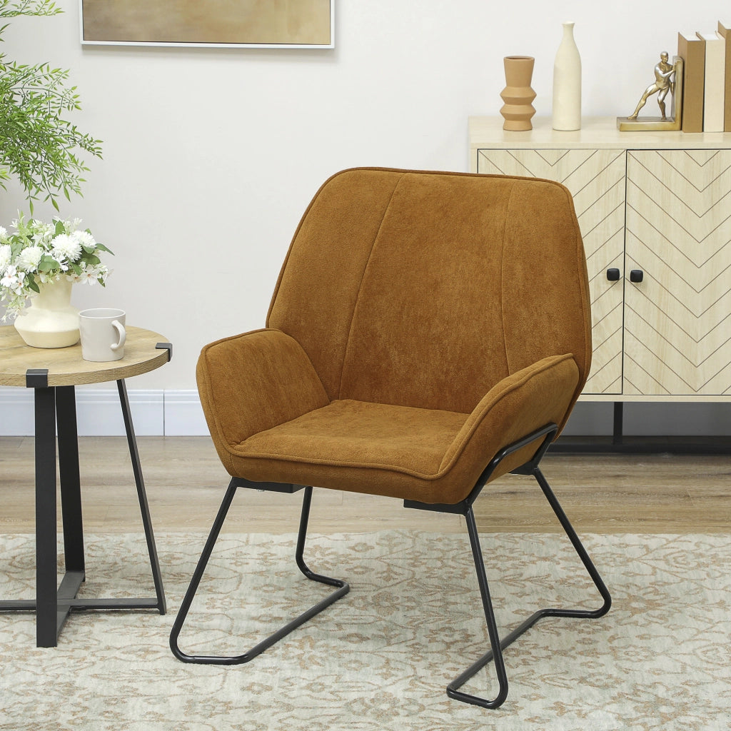 Poltrona in velluto con gambe in metallo ¨C zephmum ¨C marrone