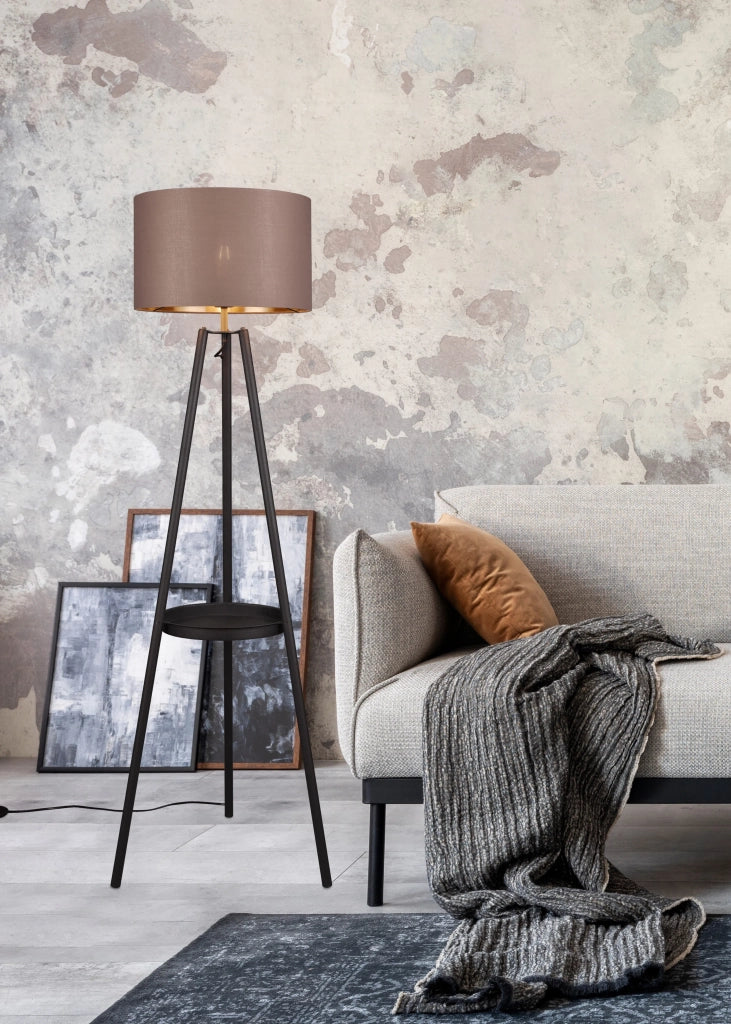 Lampada da terra con tavolino Colette tortora e oro