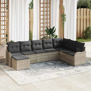Set Divano da Giardino 8 pcs Grigio chiaro Poly Rattan