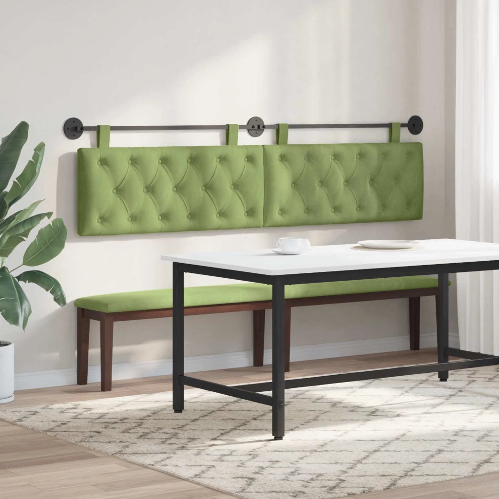 Testiera | Testata sospesa Con luce LED Verde chiaro Velluto