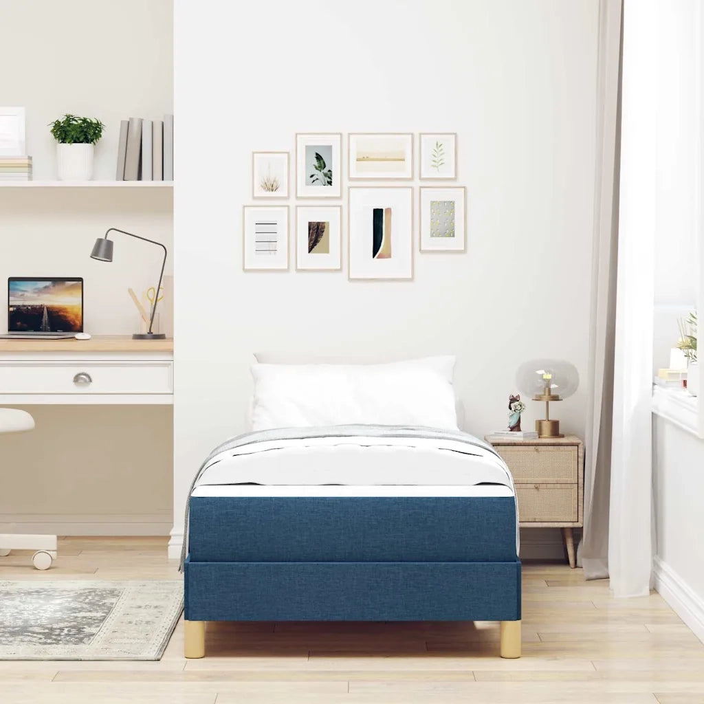 Letto a molle con materasso Blu 100 x 200 cm Tessuto