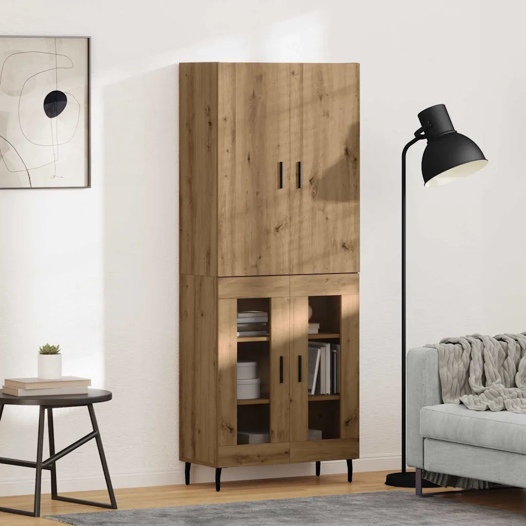 Credenza 2 pcs Legno vecchio Legno Stratificato e Vetro 3403184