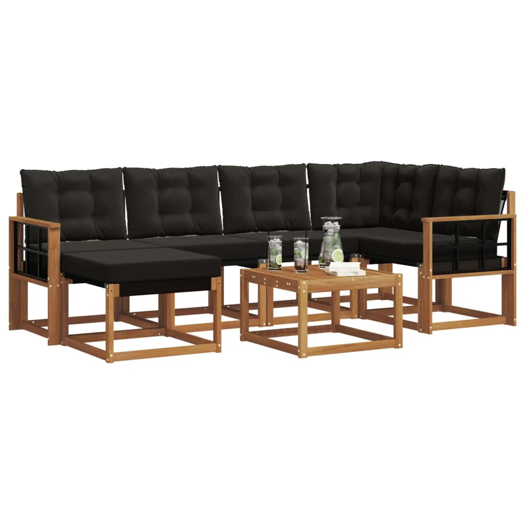 Set di divani da esterno con cuscino 7 pcs Naturale e Nero 3368863