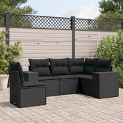Set Divani da Giardino 5 pz con Cuscini in Polyrattan Nero 3222564