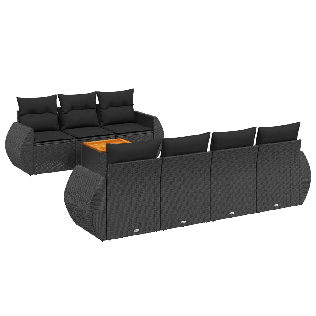Set Divani da Giardino con Cuscini 8 pz Nero in Polyrattan 3257238