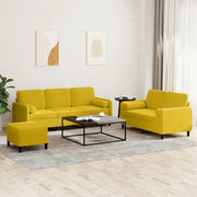 Set di Divani 3 pz con Cuscini Giallo in Velluto 3202050