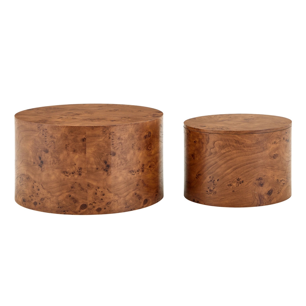 TAVOLI da caffè nesting Set da 2 pezzi MDF marrone con contenitore