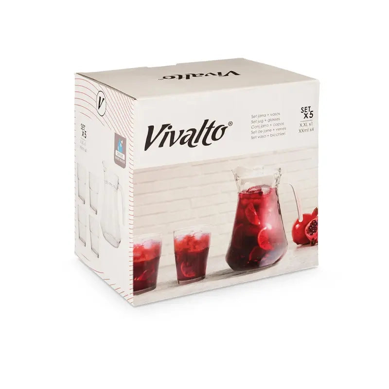 Set 5 pezzi con brocca 1,3L e 4 bicchieri da 270ml