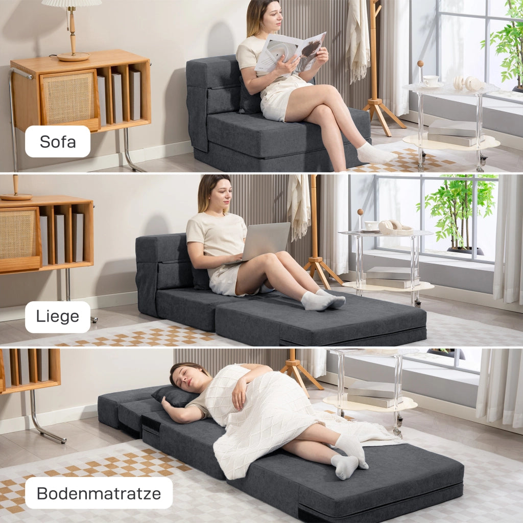 Divano letto trasformabile ¨C Xylo ¨C Schiuma grigio scuro con cuscini