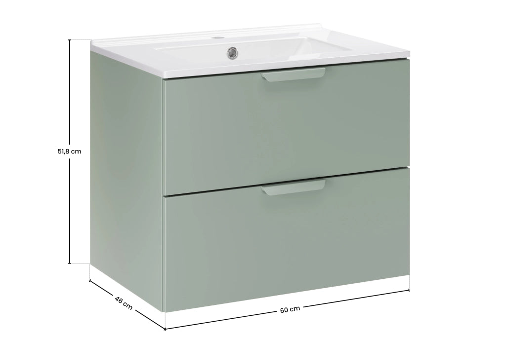 Set mobili bagno 60 cm con lavabo per mobile Lava Aster Green 60 cm