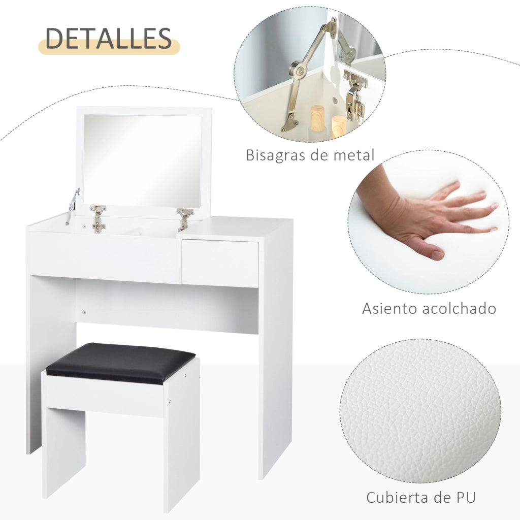 Scrivania da trucco con specchio e cassetti ¨C Minimal ¨C 80x40x79 cm