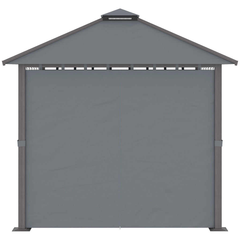 Gazebo da giardino 3x3m con 4 pareti laterali doppio tetto protezione solare ¨C Xylo ¨C Grigio