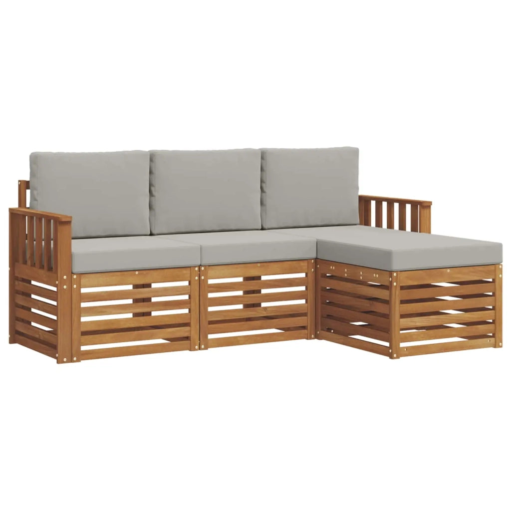 Set di divani da esterno 4 pcs Grigio Naturale e Chiaro 3374601