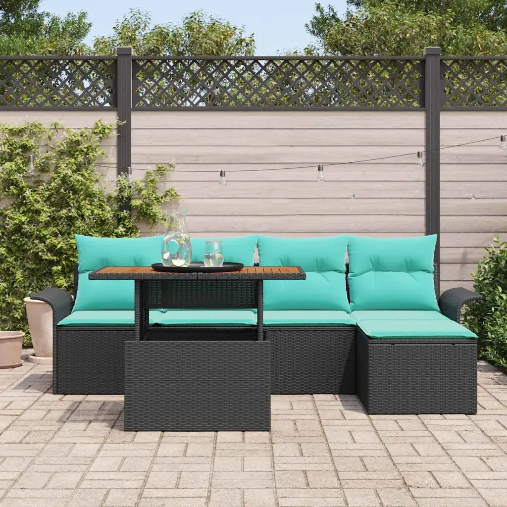 Set Divano da Giardino con archiviazione 6 pcs Nero Poly Rattan 3358062