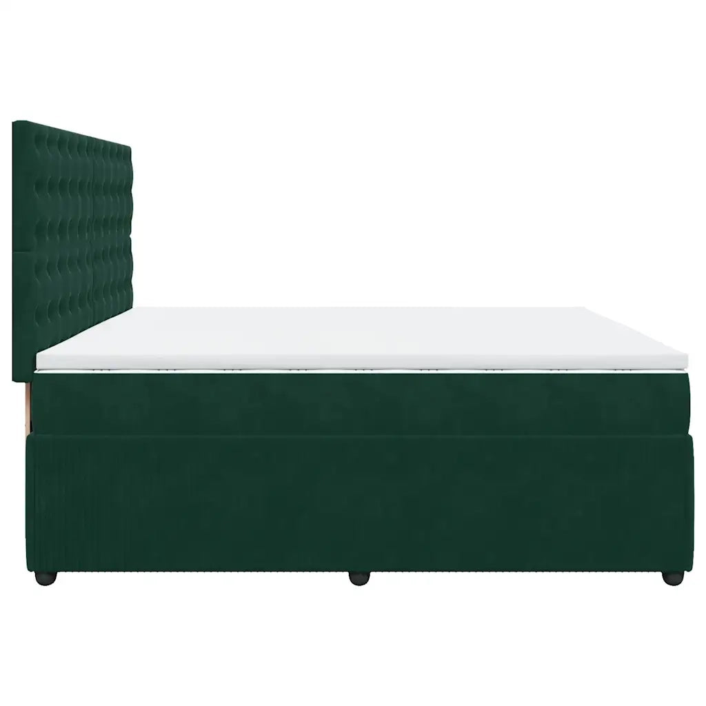 Giroletto a Molle con Materasso Verde Scuro 200x200 cm Velluto 3292445