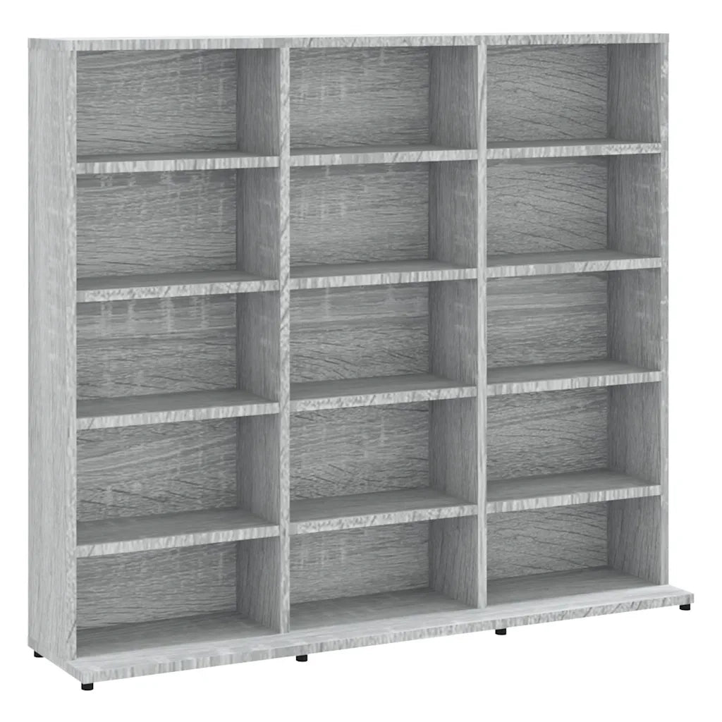 Mobile porta CD multifunzionale per soggiorno/ufficio 100 x 23 x 89,5 cm legno composito grigio 02_0048171