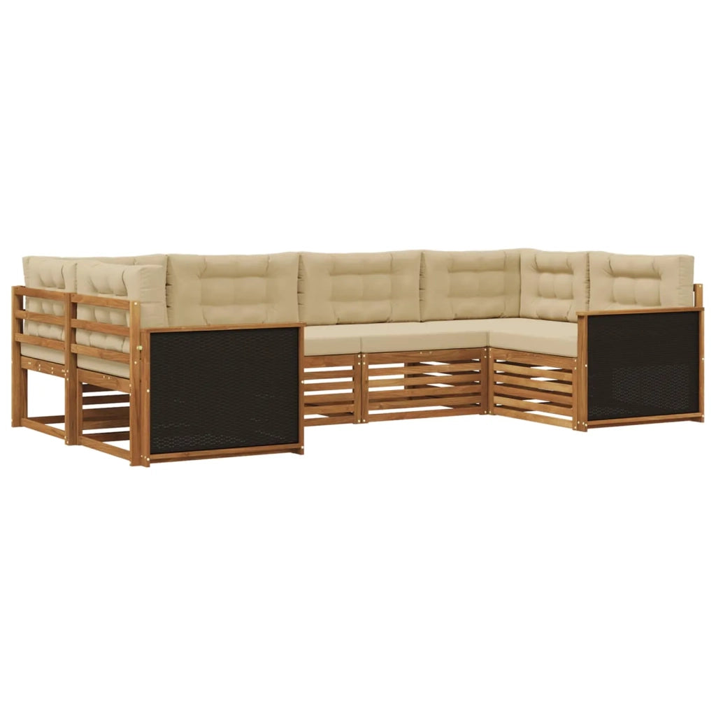 Set di divani da esterno con cuscino 6 pcs Naturale e Beige 3383766