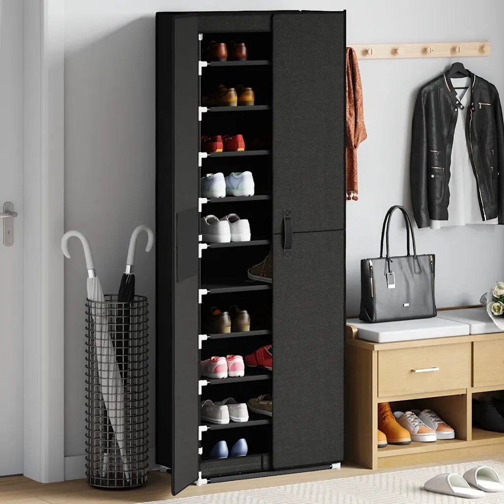 Scarpiera | Mobile per scarpe Nera 60x30x166 cm in Tessuto