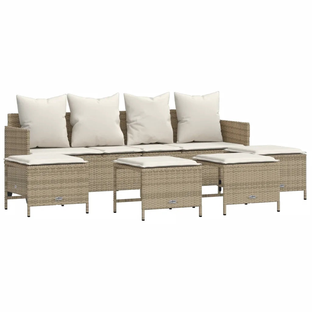 Set Divano da Giardino 5 pz con Cuscini Beige in Polyrattan 3261561