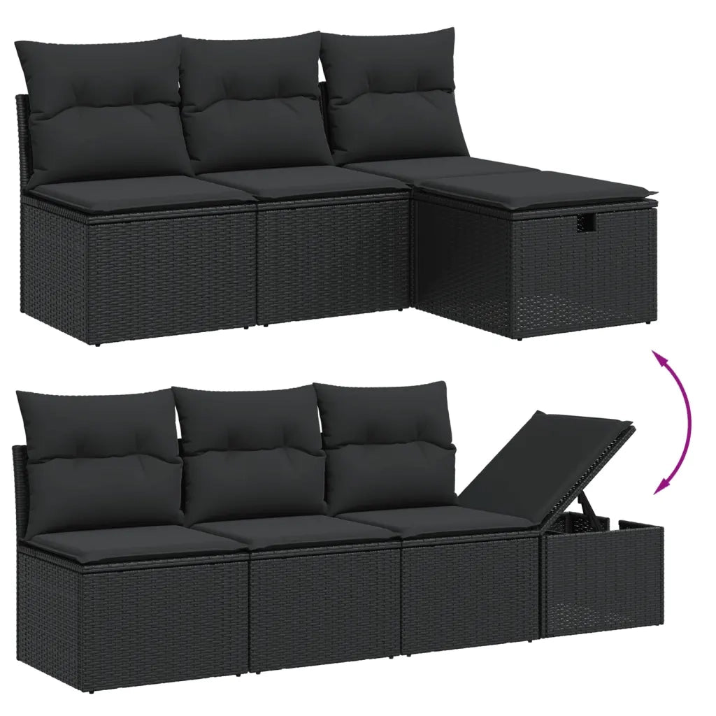 Set Divani da Giardino con Cuscini 8 pz Nero in Polyrattan 3274985