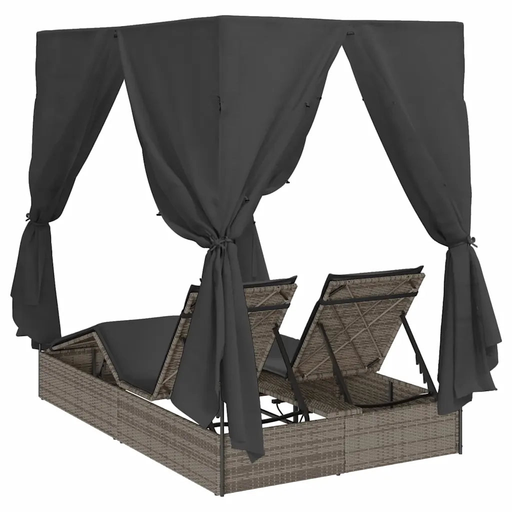 Lettino da sole doppio Grigio 205 x 129 x 200 cm polyrattan 3376129