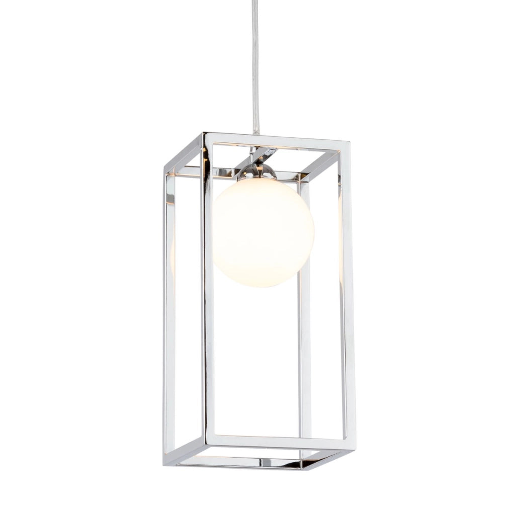Lampada a sospensione industrial cromata cubo G9 4W Daisy