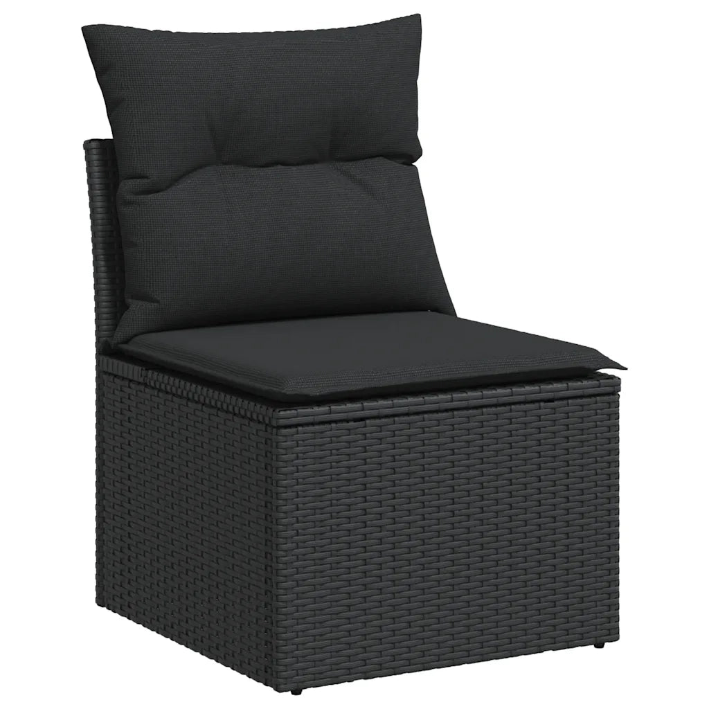 Set Divani da Giardino 5 pz | Set Salotto da Giardino con Cuscini in Polyrattan Nero
