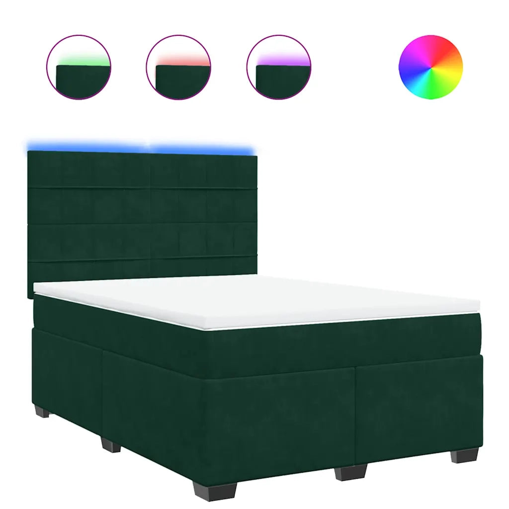 Giroletto a Molle con Materasso Verde Scuro 160x200 cm Velluto