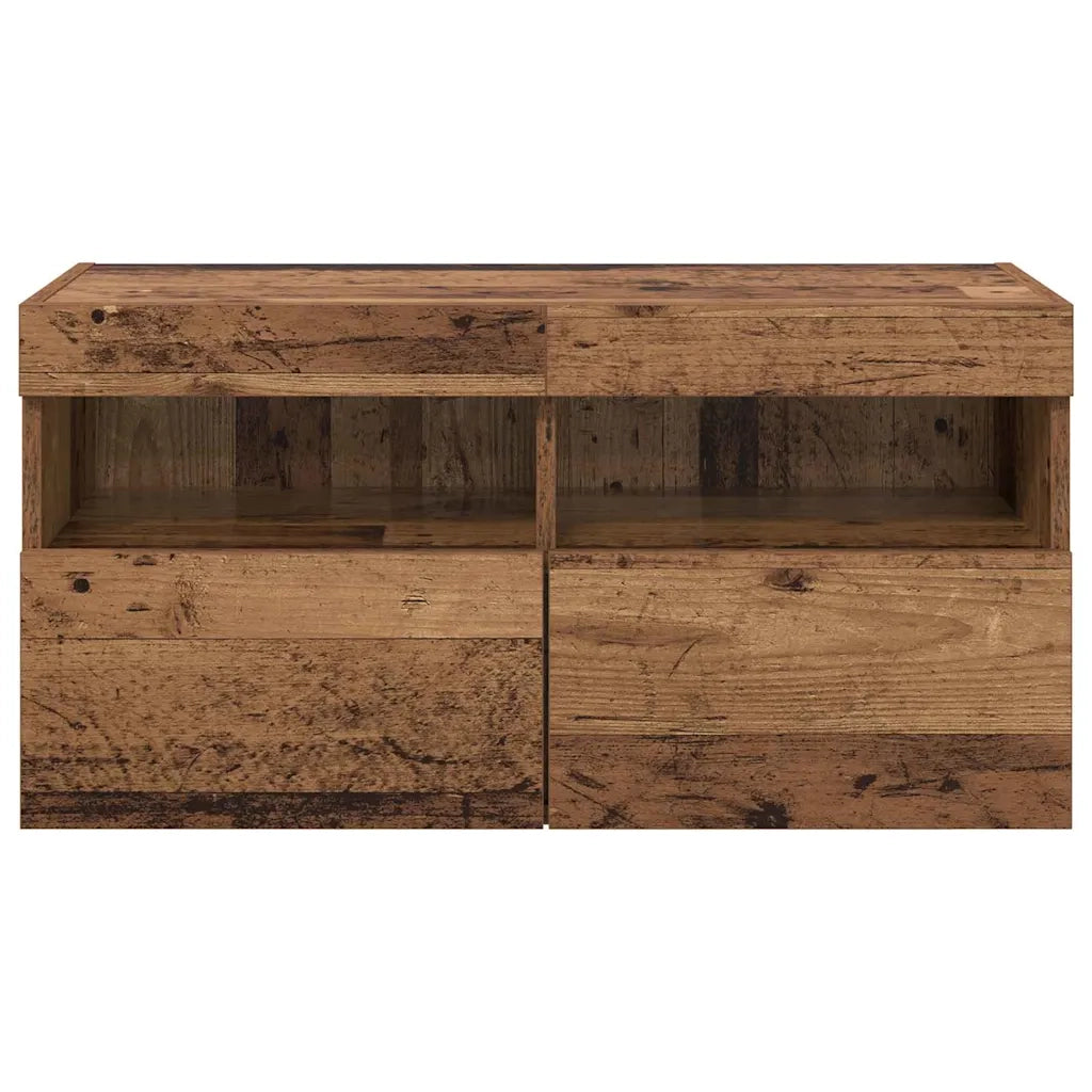 Mobile TV da parete con LED Legno vecchio 80 x 30 x 40 cm 882977
