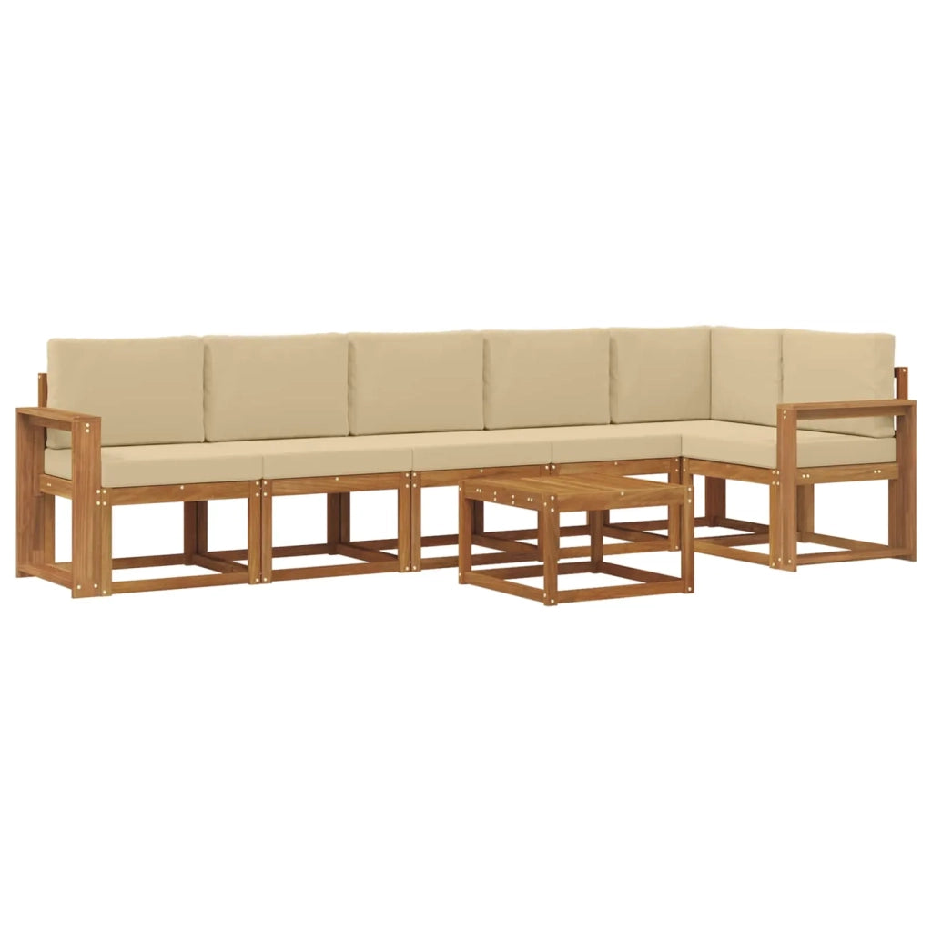 Set di divani da esterno con cuscino 7 pcs Naturale e Beige 3366506