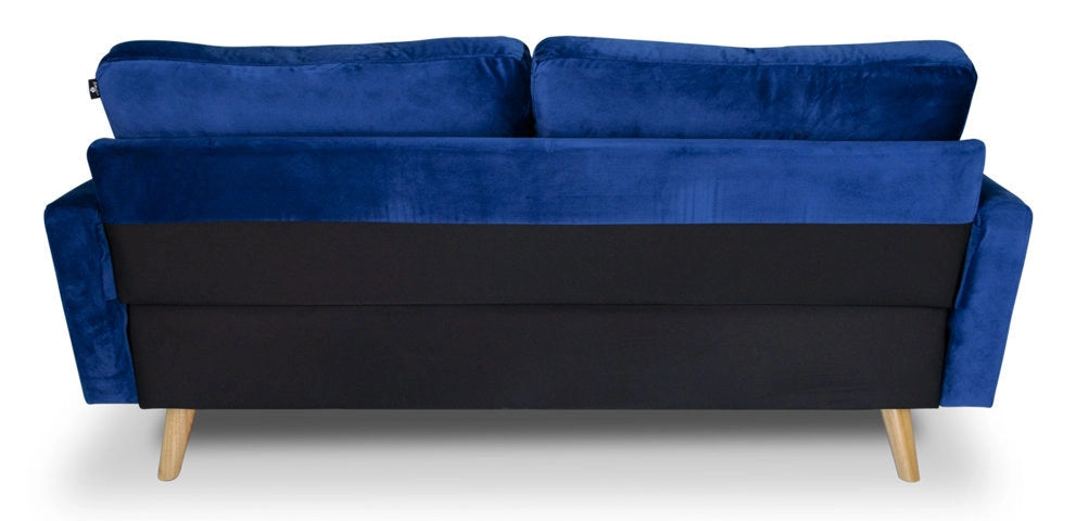 Divano 3 posti in velluto blu piedi in legno - Chloe - DI-CH07VLT-PL