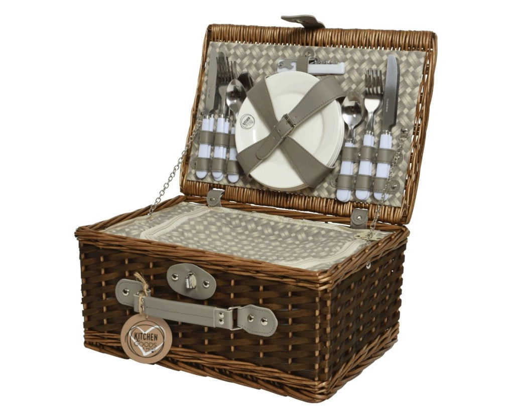 Set valigetta rustico da picnic marrone