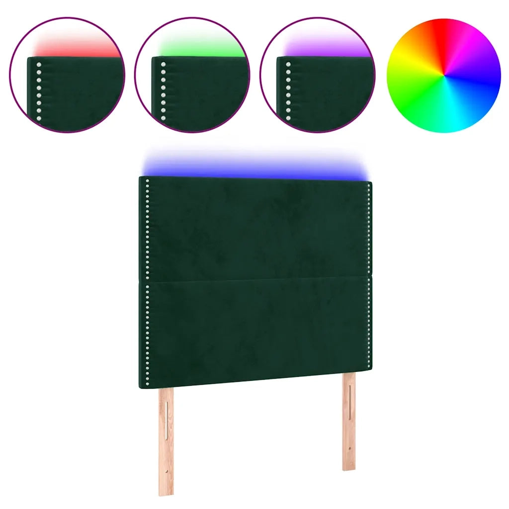 Testiera a LED Verde Scuro 100x5x118/128cm in Velluto 3122329