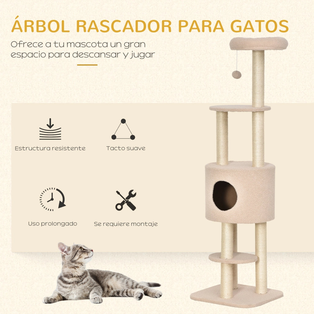 Tiragraffi per Gatti con Posti e Sisal ¨C zephmum ¨C Beige 148 cm